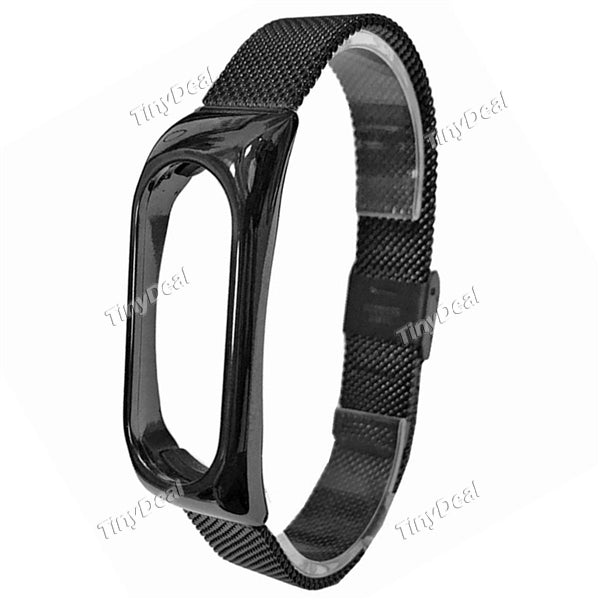 Lightweight Version Metal Shell Black Stainless Steel Replacement Wrist Strap for Miband 2 Xiaomi Mi Band 2 Smart Bracelet