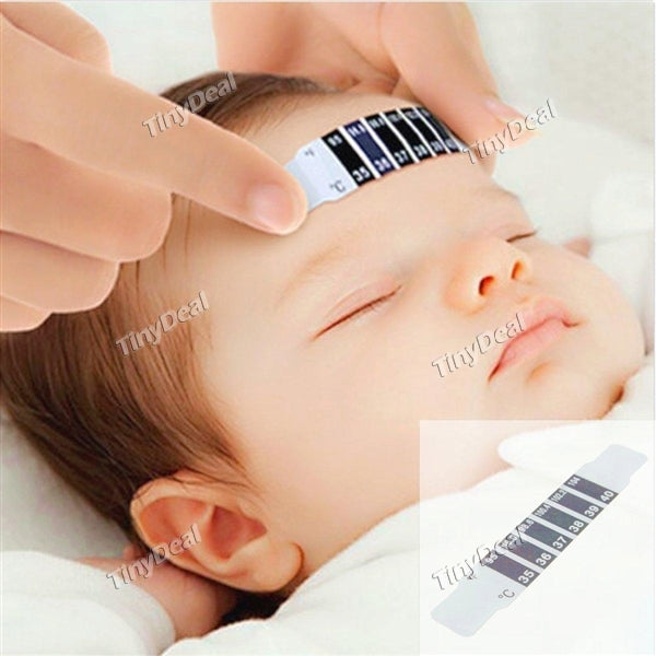 10Pcs Baby Kids Forehead Strip Thermometer Body Oxter Strip Fever Safety Healthy Temperature Test