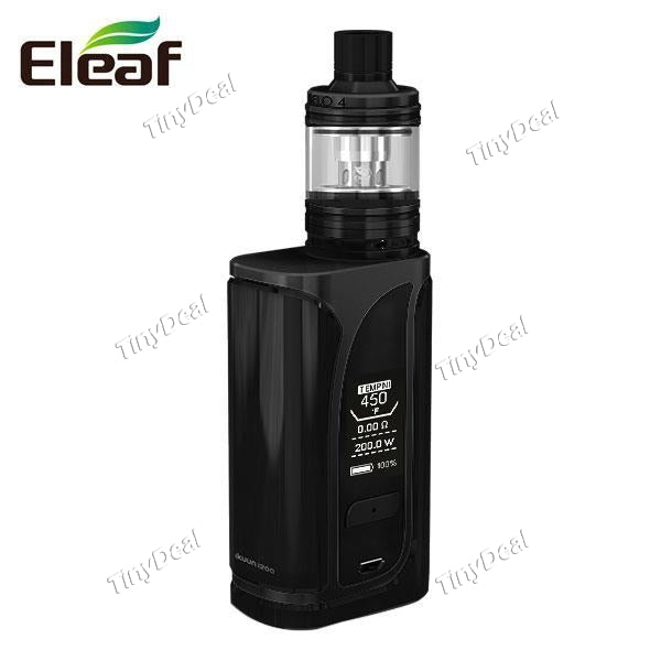 Authentic Eleaf iKuun i200 200W 4600mAh TC VW APV Mod 4.5ml MELO 4 Tank Atomizer Kit - Black