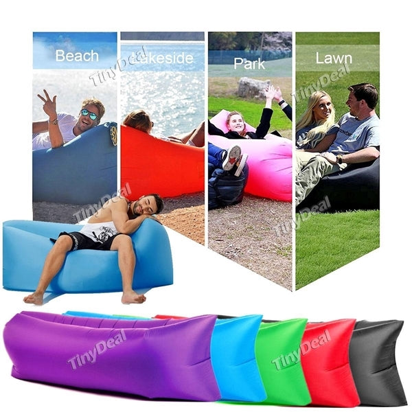 Inflatable Lounger Portable Air Beds Sleeping Sofa for Travel Camping Beach Park Backyard Hiking Pool Beach - Assorted Color
