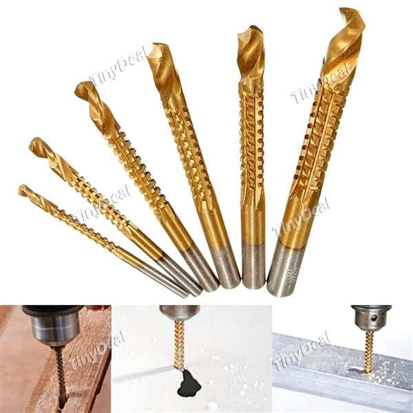 1/2/4 Set of 6Pcs Power Drill & Saw Set HSS Steel Titanium Coated Wood Twist Drill Bit 3mm/4mm/5mm/6mm/6.5mm/8mm