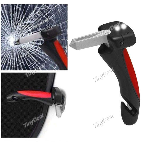 Car Safety Hammer Life Saving Escape Emergency Hammer Seat Belt Cutter Window Glass Breaker with LED