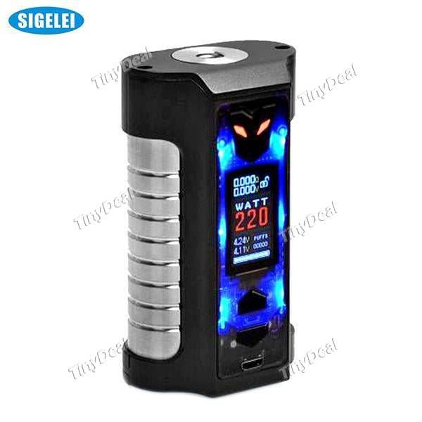 Authentic Sigelei MT 220W TC Box Mod 1.0" TFT Color Screen Box Mod - Black Silver