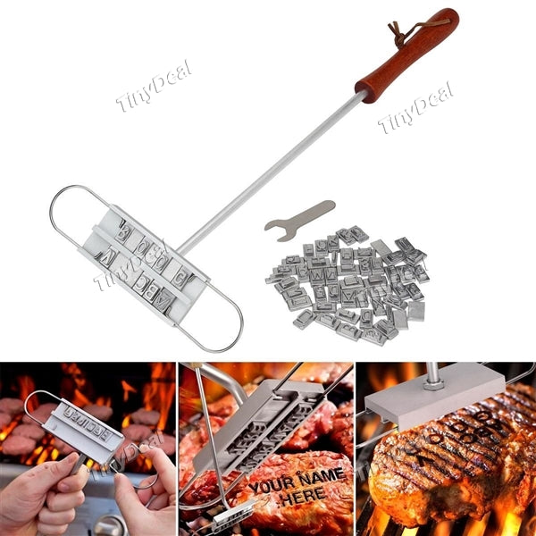 Meat Barbecue Branding Iron with IChangeable Letters Barbecue Steak Names Tool 55 Letters