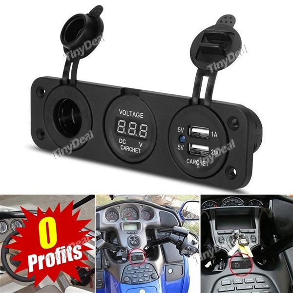 1/2/4/6 pcs 12V Dual USB Car Charger Cigarette Lighter Dual Socket USB Adapter Charger Digital Voltmeter