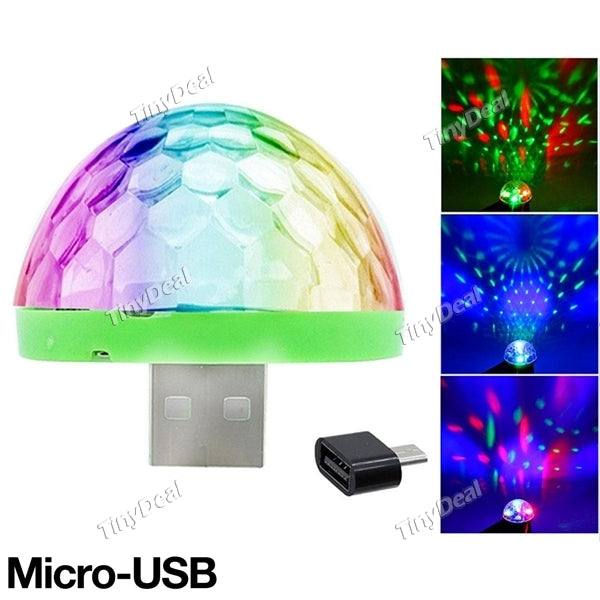 YWXLIGHT Micro USB Voice Activated Mini RGB LED Stage Lamp Magic Ball Disco Party Effect Light for Android Phone/ Computer