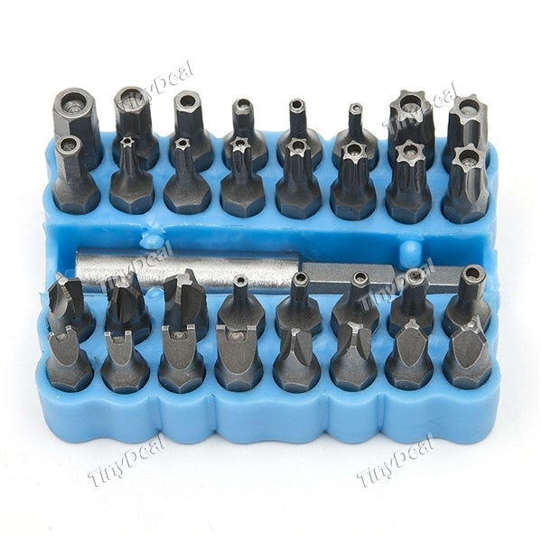 33Pcs Security Bit Set Torq Torx Hex Star Spanner Tri Wing Electric Screwdriver with Magnetic Extension Bit Holder