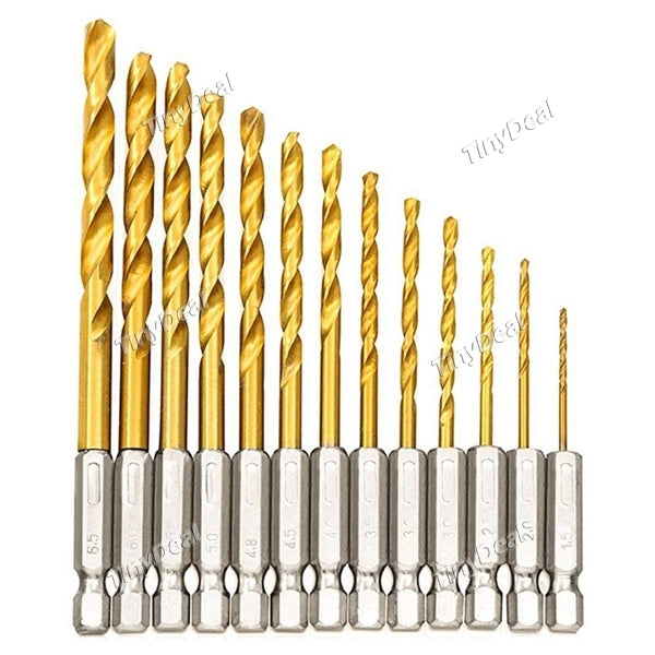 1/2/4 Set of 13pcs Hexagon Handle Twist Drill Set Hex Shank Twist Drill Bit For Wood Plastic Metal