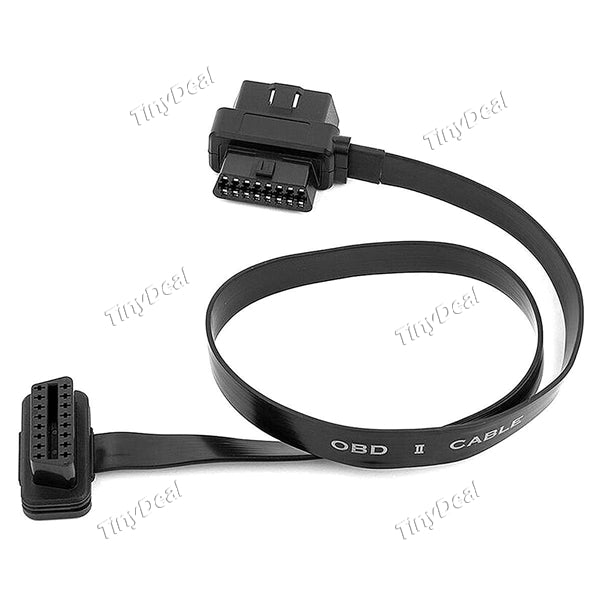60cm OBDII OBD2 16 Pin Right Angle Male to Female Flat Extension Cable Car Diagnostic Extender Cord Adapter