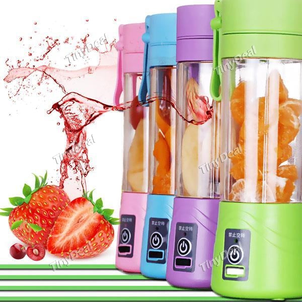 A Key Button USB Portable Juicer Cup Fruit Mixing Machine Personal Electric Juicer Mini Juicer w 400ml Water Bottle USB Charge
