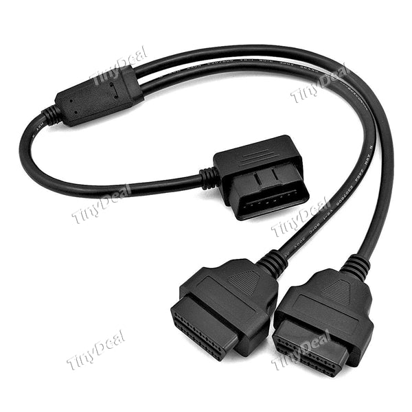 50cm OBDII OBD2 16 Pin Right Angle Male to Female Y Splitter Extension Cable Car Diagnostic Extender Cord Adapter