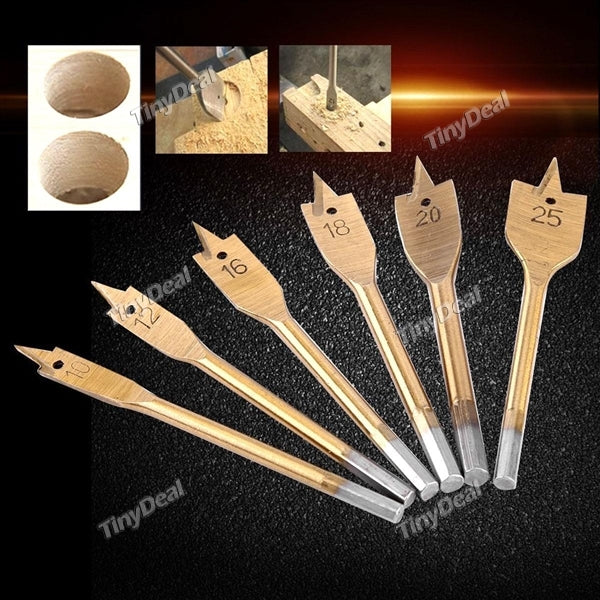 6Pcs High-carbon Steel Wood Flat Drill Set Woodworking Hole Cutters Tools Spade Drill Bits DIY 10/12/16/18/20/25mm