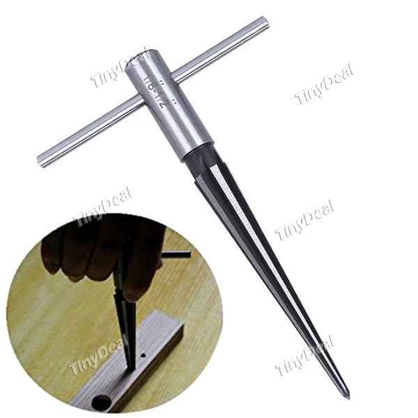 1/8-1/2'' (3-13mm) Taper Pin Reamers Hand Held Reamer T Handle Tapered 6 Fluted Chamfer for Woodworker Cutting Tool