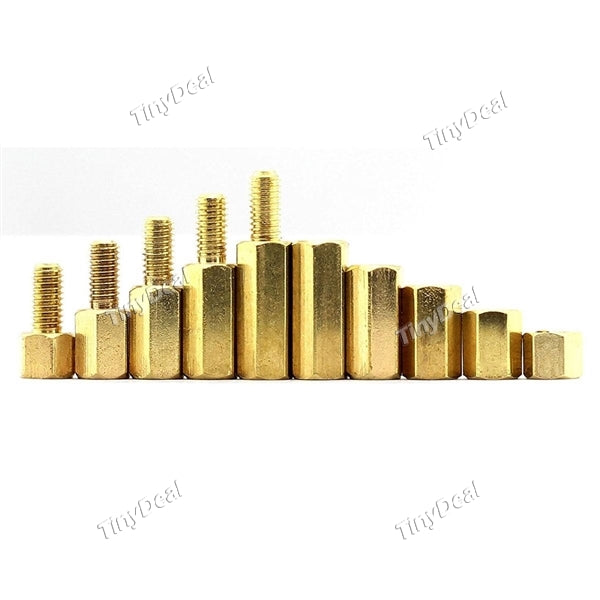 200Pcs M3 PCB Hex Male Female Threaded Brass Spacer Standoffs / Screw / Nut Assortment Set Kit M34/6/8/10/12mm + 6mm