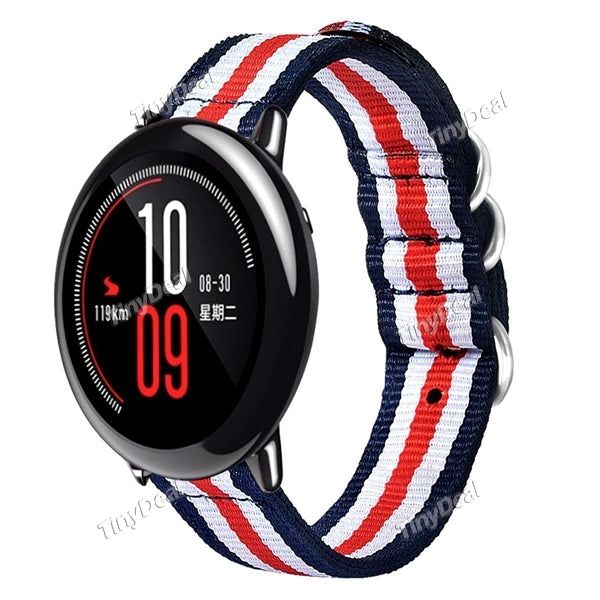 22mm Fashion Stripe Nylon Canvas Replacement Strap Watch Band for Xiaomi Huami Amazfit Youth Smart Watch