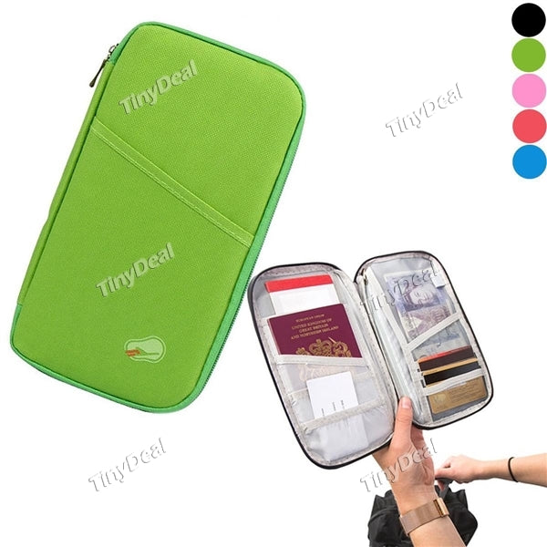 Passport Document Travel Organizer Travel Wallet with Zipper Strap Multi-Purpose Clutch Travel Document Holder
