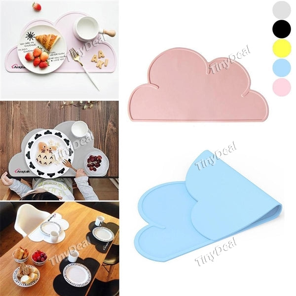 Cloud Silicone Placemat Heat Resistant Mat Silicone Table Mat Children Meal Dinning Mat Non-toxic and BPA Free
