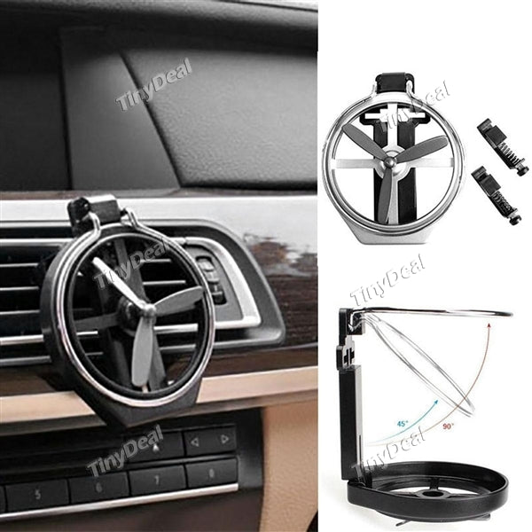 Universal Car Air-condition Vent Outlet Folding Cup Bracket Bottle Drink Holder Stand with Fan