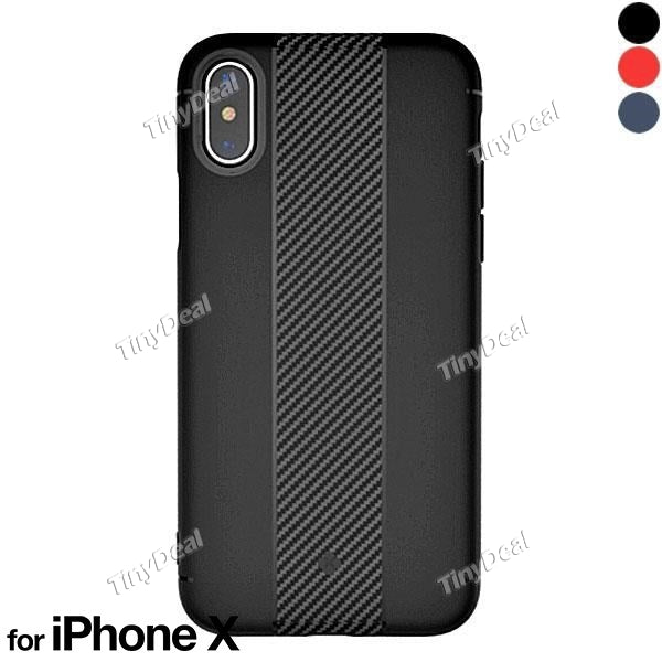 For iPhone X Protective Case Back Cover Slim TPU Soft Phone Shell Carbon Fiber Non-slip Anti-Fall