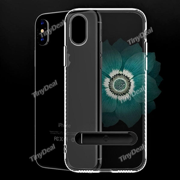 TOTU iPhone X Back Cover Protective Case Ultra Slim High Transparent TPU Soft Case + Magnetic Phone Holder