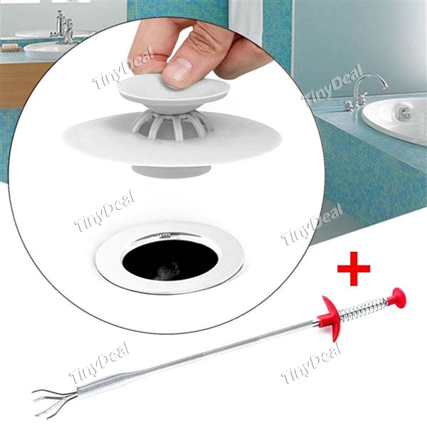 Kitchen Sinks Washing Pots Filter + Bendable Spring Pipe Cleaner Sewer Dredging Cleaning Tool