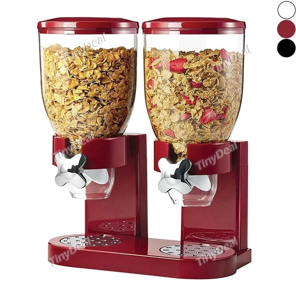 Double Cup Multi-functional Pasta Cereal Dry Food Dispenser Storage Container Dispense
