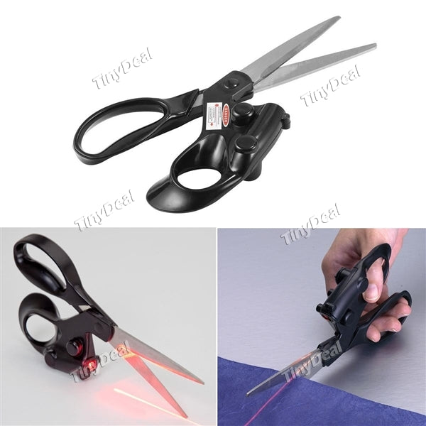 Household Stainless Steel Sewing Laser Scissors Gadget Fast Laser Guided Scissors for Fabric Sewing Cut Straight