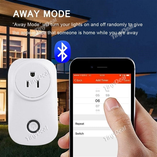 US Plug Bluetooth Smart Socket Wall Plug Wireless Timer Charger APP Control Work with Amazon Alexa Google Home