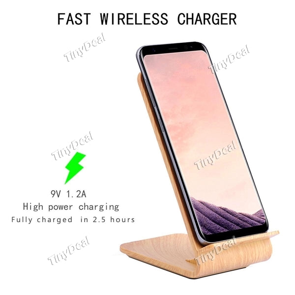A8 10W Wood Grain Fast Charge Wireless Charging Stand Charger for iPhone X / 8 / 8 Plus and other Qi-enabled Devices
