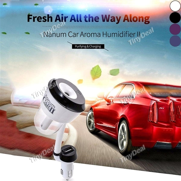 Nanum 2nd Generation Car Humidifier Air Purifier Aroma Diffuser Essential Oil Diffuser with 2 USB Charger Port