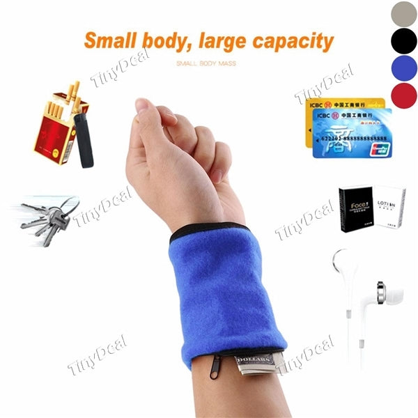 1/2/4 pcs Sports Wristband Sweatband with Zipper and Wrist Wallet Travel Gym Cycling Sport Wallet