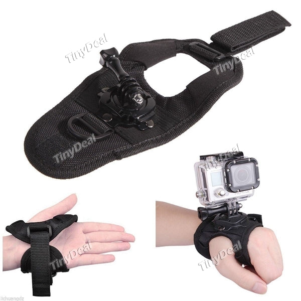 GoPro Accessories 360 Degree Rotation Glove Style Adjustable Wrist Band Mount Strap for GoPro Hero 4/3+/3/2