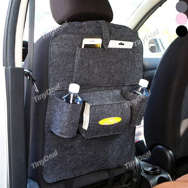 Felt Car Backseat Organizers Auto Seat Back Storage Bag Tissue Water Bottle Holder Receive Organiser Bags
