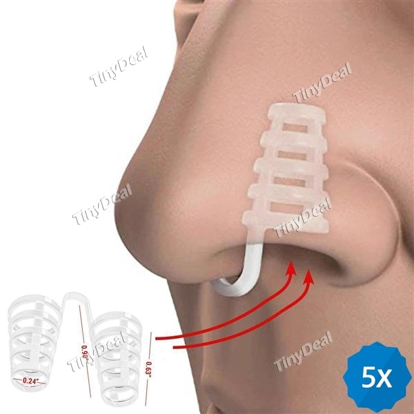5pcs Snore Stopper Silicone Nose Clip Sleeping Device Nasal Dilators for Protecting your Sleep