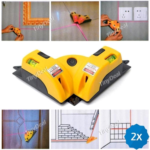 2pcs Multipurpose Laser Level Ruler Sucker 90° Right Angle Vertical Horizontal Laser Line Projection