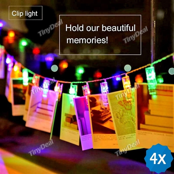 4pcs YWXLight 1.5m 10-LED Clip String Indoor Lights for Hanging Photos Pictures Cards Memos Ideal for Decorate