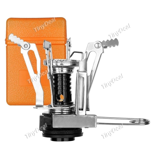 2pcs Mini Outdoor Ultralight Backpacking Camping Stove Burner Folding Gas Cooker BBQ Stoves w Piezo Ignition