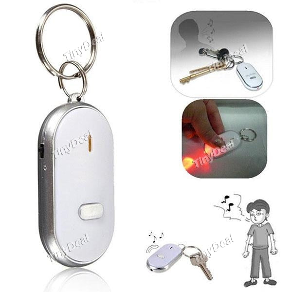 Portable Mini LED Key Finder Locator Find Lost Keys Chain Keychain Whistle Sound Control