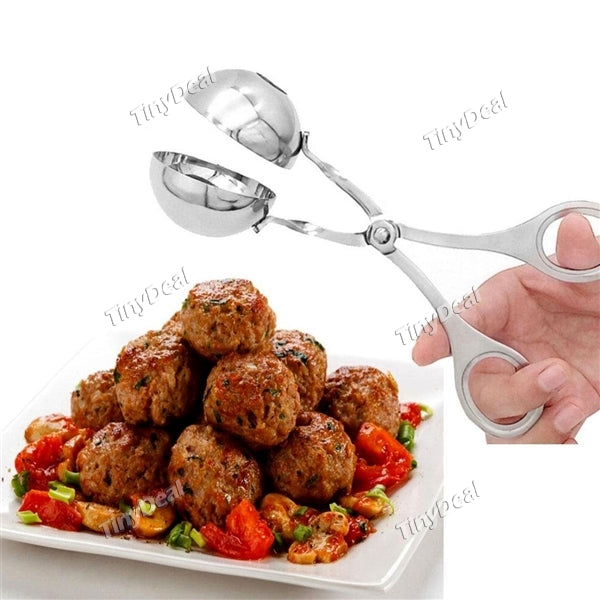 Stainless Steel Meatball Maker Convenient Stuffed Meatball DIY Clip Rice Ball Maker Soup Pill Holder (Small)