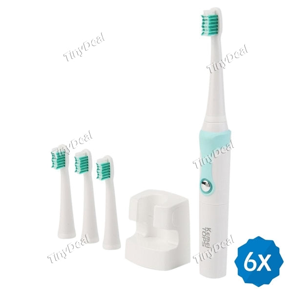 6pcs Portable Ultrasonic Electric Toothbrush Oral Care with Two Replaceable Brush Heads