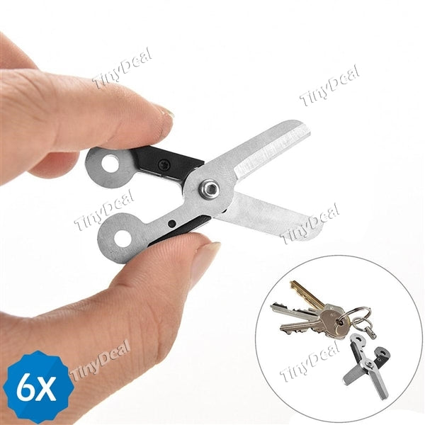 6pcs Portable&Functional Scissors with Quick Release Clip Sprung Shear Super Mini EDC Tool for Key Ring
