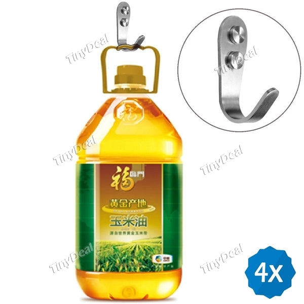 4pcs Stainless Steel Coat and Hat Single Hook Heavy Duty Wall Mount with Accessories