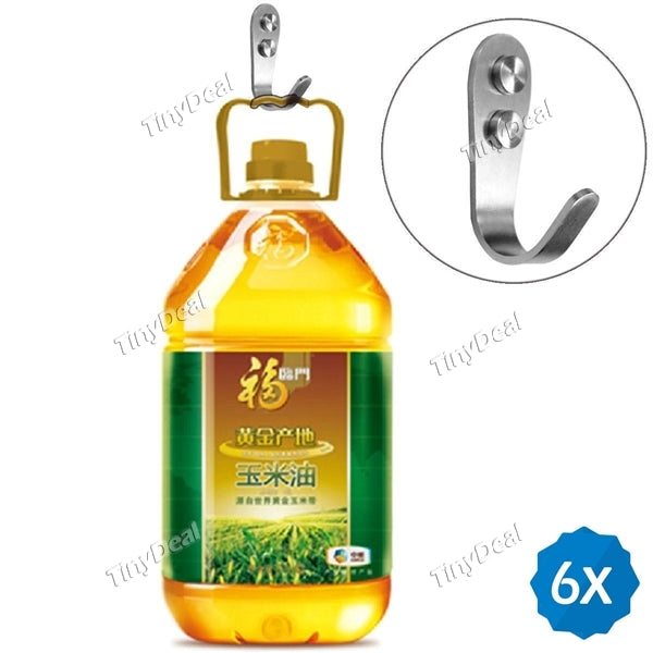 6pcs Stainless Steel Coat and Hat Single Hook Heavy Duty Wall Mount with Accessories