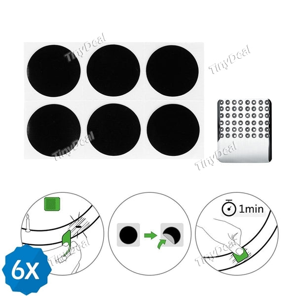 6pcs Glue-Free Bicycle Tire Repair Kit 6PCS / 1Set Patch With Metal Rasp for Universal Bike MTB Bicycle