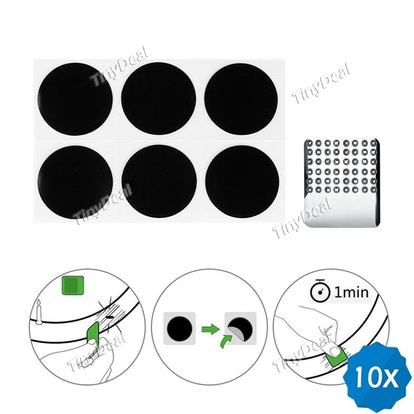 10pcs Glue-Free Bicycle Tire Repair Kit 6PCS/1Set Patch With Metal Rasp for Universal Bike MTB Bicycle