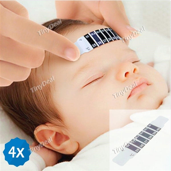 4pcs Baby Kids Forehead Strip Thermometer Body Oxter Strip Fever Safety Healthy Temperature Test