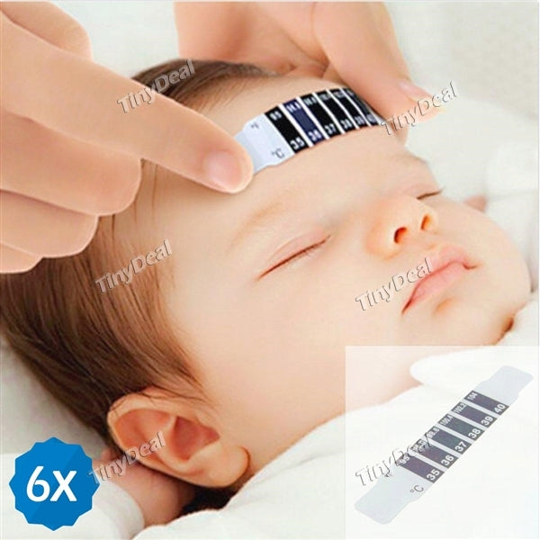 6pcs Baby Kids Forehead Strip Thermometer Body Oxter Strip Fever Safety Healthy Temperature Test