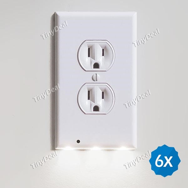 6pcs Smart Outlet-Type Night Light Automatically Off/On Outlet Coverplate with LED Night Lights for Home