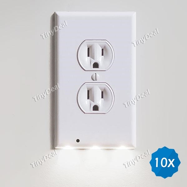 10pcs Smart Outlet-Type Night Light Automatically Off/On Outlet Coverplate with LED Night Lights for Home