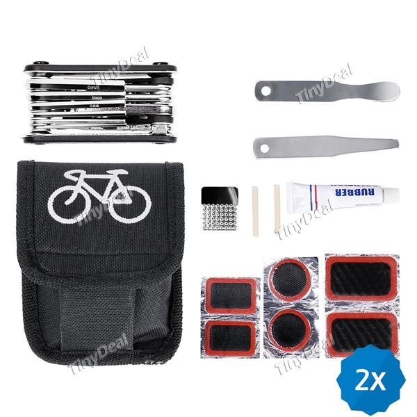 2pcs Portable Bicycle Tire Repair Kit Bicycle Tool Bag Wheelup Mountain Bike Tyre Repair Tool Kit